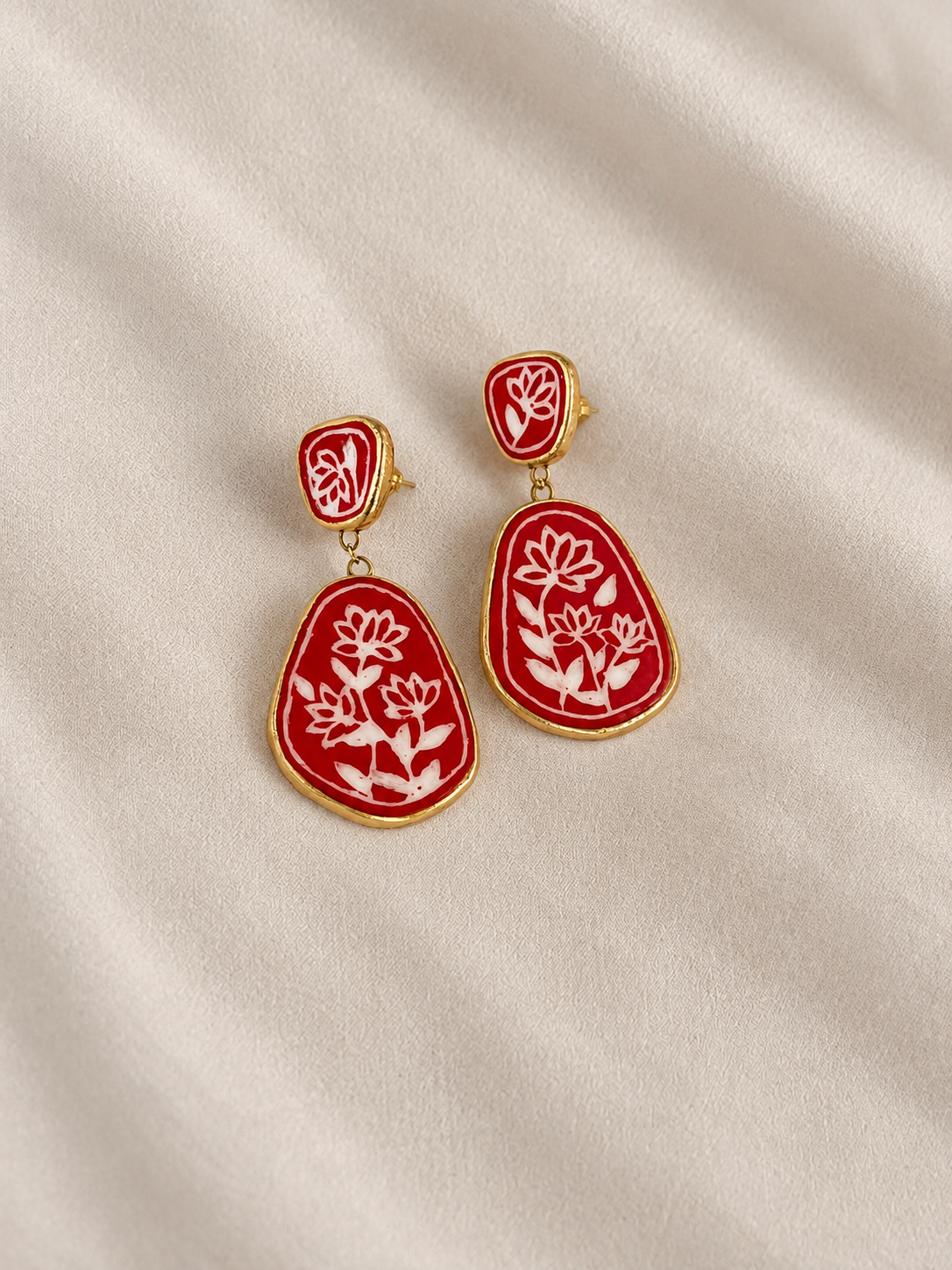 Mira Handmade Porcelain Sgraffito Style Earrings