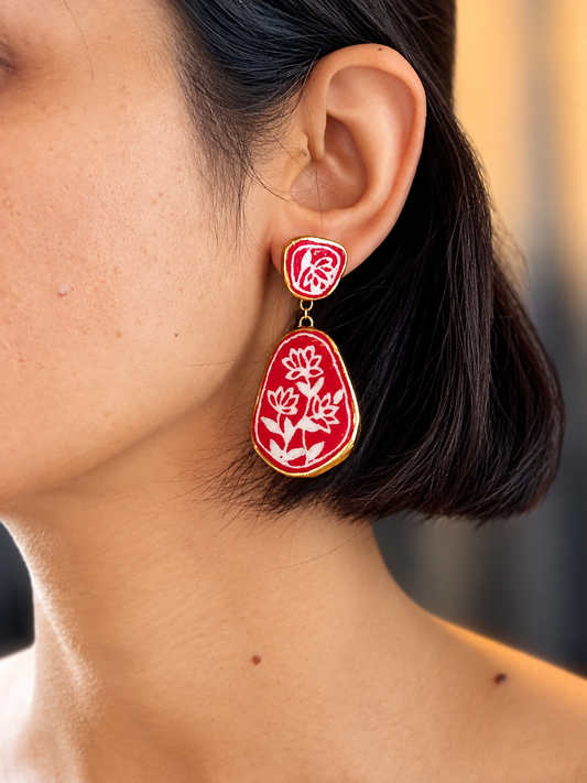 Mira Handmade Porcelain Sgraffito Style Earrings