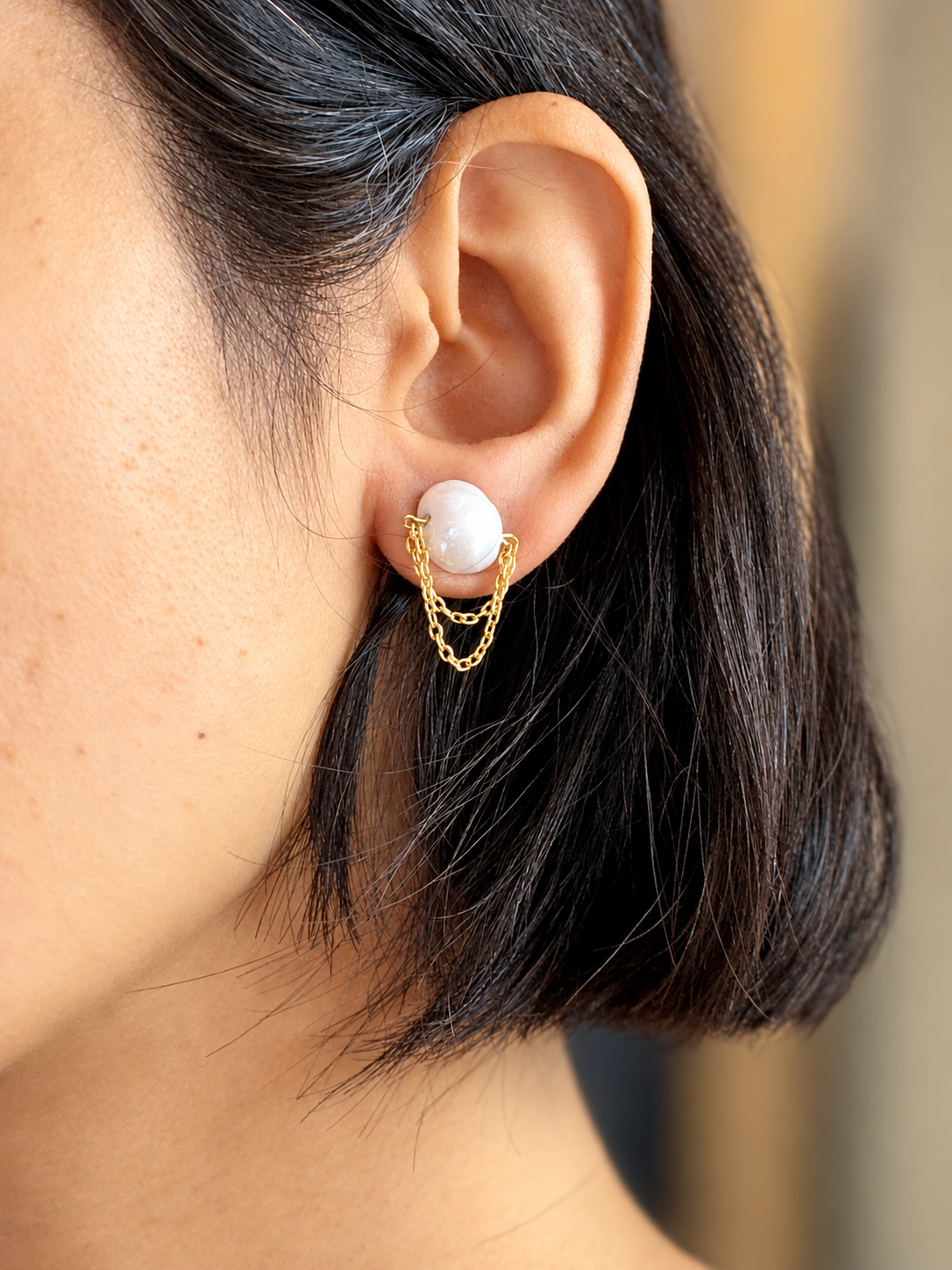 Trisha Iridescent Handmade Porcelain Vegan Pearl Earrings