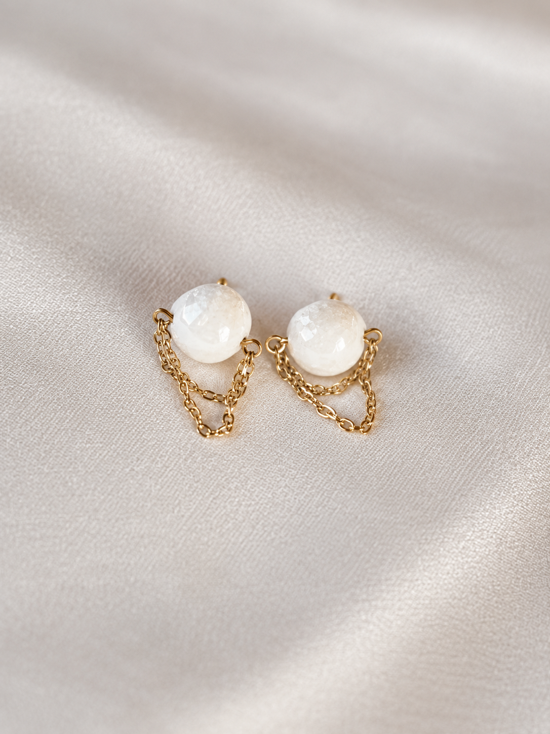 Trisha Iridescent Handmade Porcelain Vegan Pearl Earrings