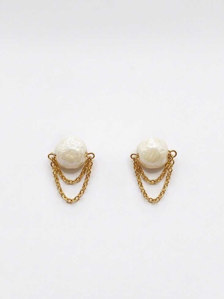 Trisha Iridescent Handmade Porcelain Vegan Pearl Earrings